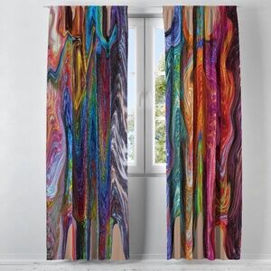 Folk N Funky Neon Woods Curtain Pair 2 Panels Colorful Semi Sheer Curtain Pair
